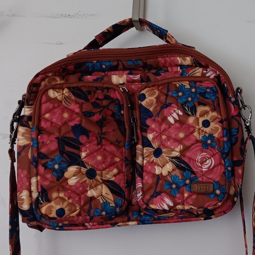 Lug Navigator Tan Floral Crossbody Bag Used